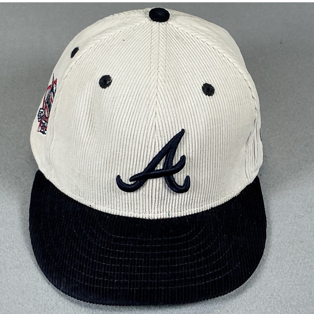 Atlanta Braves New Era 59FIFTY Fitted Hat 7‎ 1/8 Corduroy Cream Navy NEW